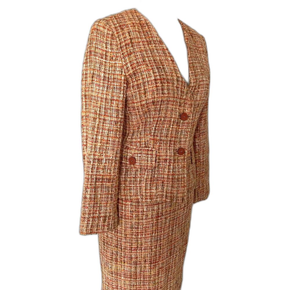 Dolce & Gabbana Orange Tweed Skirt Suit Archival Style 90 Y2K Old Money Clueless - Picture 4 of 15